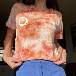 Big bud press rainbow waters tie dye tee in red orange sample sale